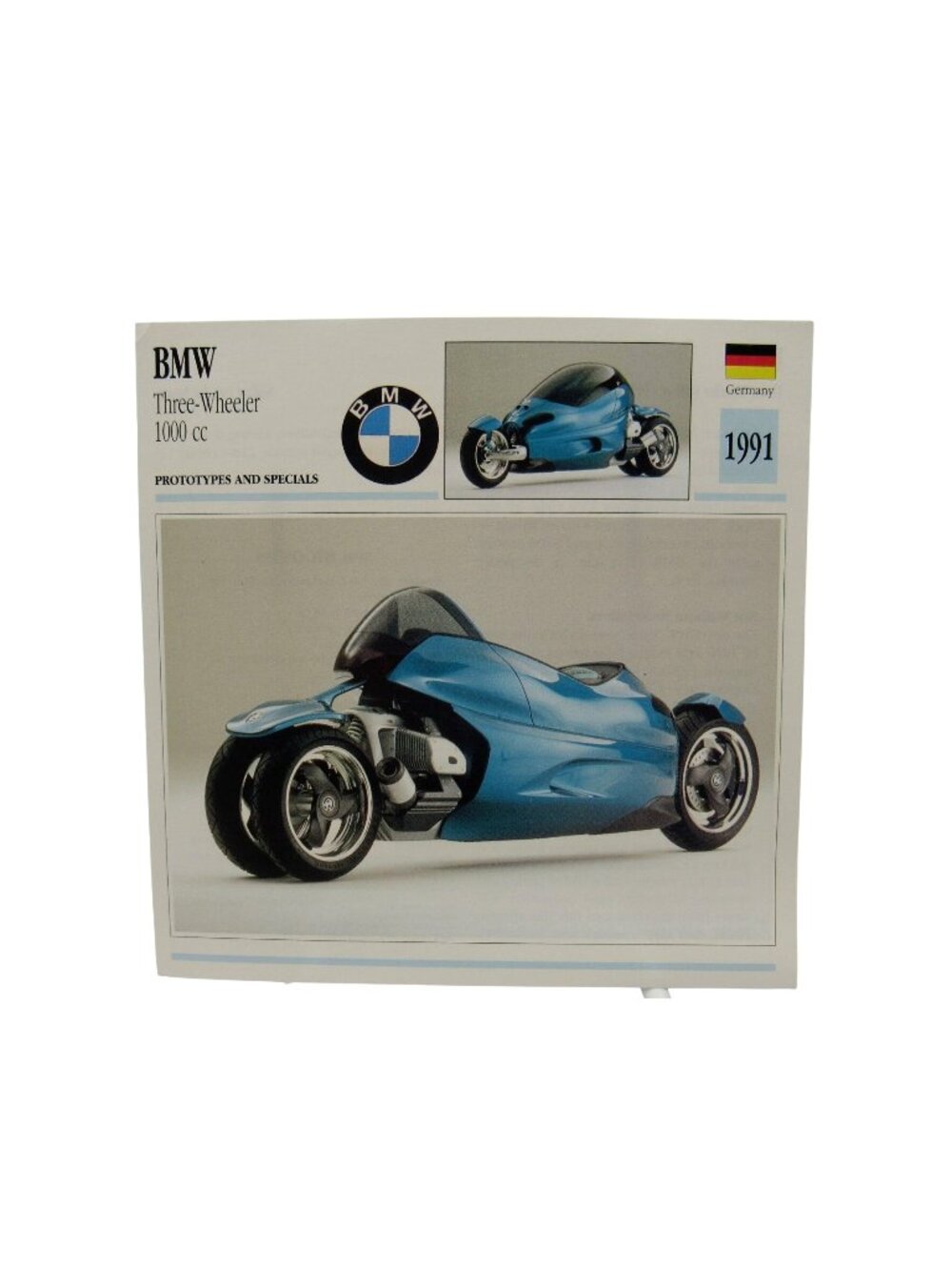 BMW Three-Wheeler 1000 cc 1991 Germany Atlas Edito-Service SA Motorcycle Card